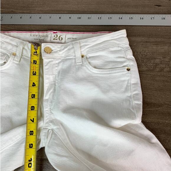 Kate Spade Broome Street Womens Skinny Jeans Size 26 White Play Hooky W28 x L31 - Picture 5 of 12